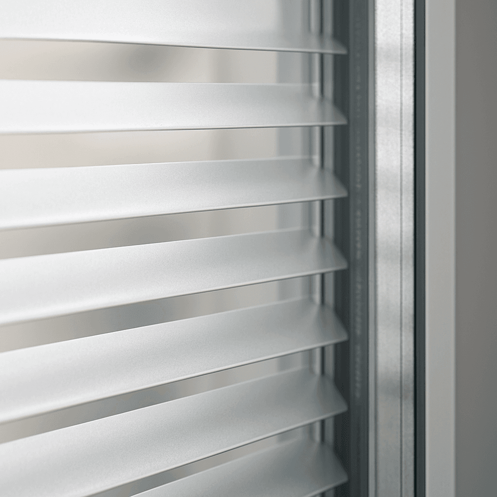 Close-up of blinds sealed inside a double-glazed unit
